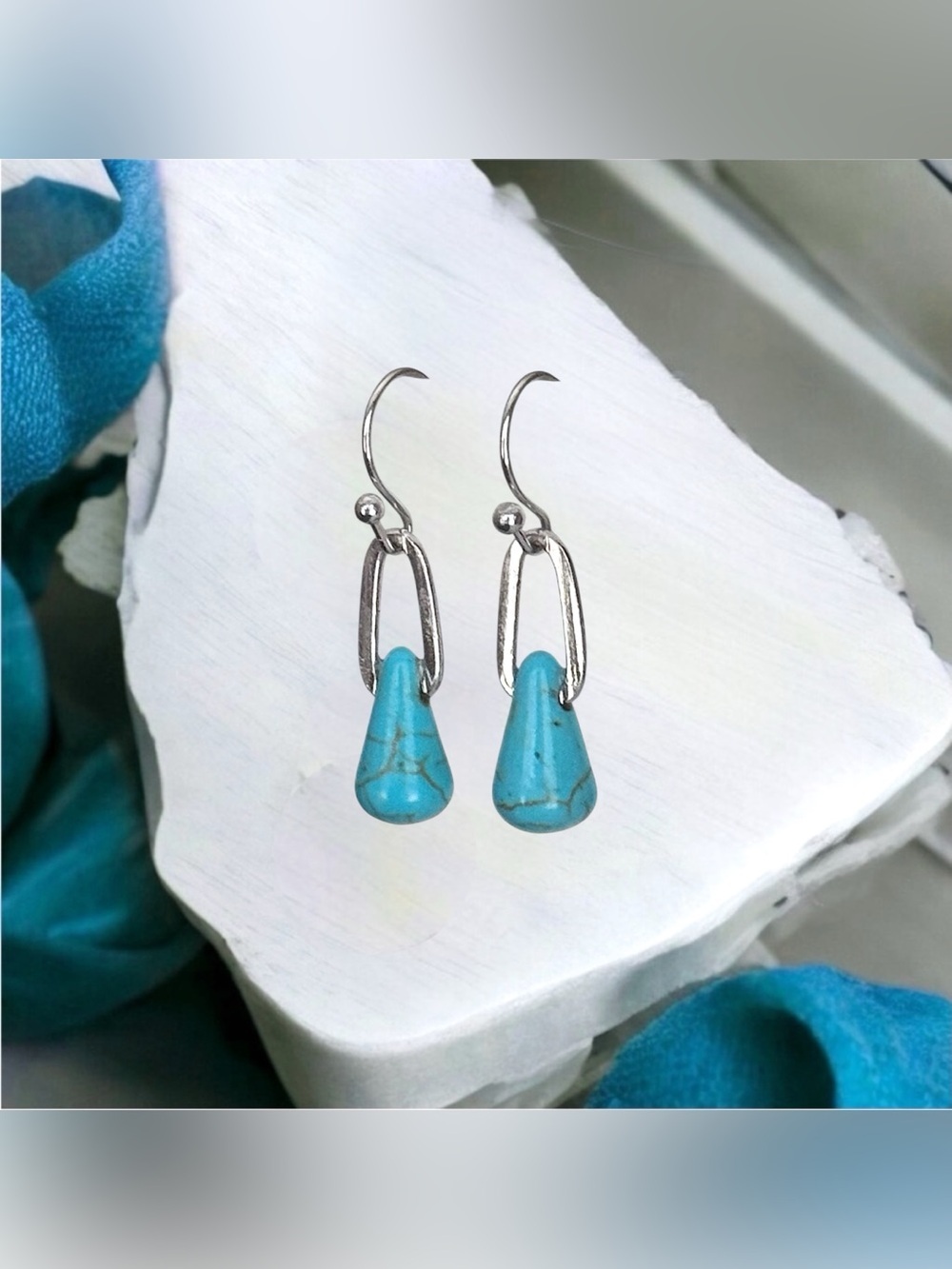 5 For $25💫Small Turquoise Teardrop Paper Clip Earrings